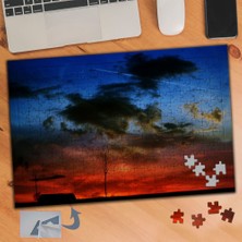 Asilmeydan Bulutlu Kızıl Gökyüzü Manzarası 240 Parça Puzzle Yapboz TABLO-222