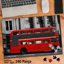 Asilmeydan Asil Hobi Cadde - Londra - Kırmızı Otobüs - Şehir Yapboz-Ayak Destekli Çerçeveli 240 Parça Puzzle