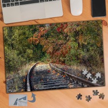 Asilmeydan Ağaçlı Tren Rayı Yolu-Manzara 240 Parça Puzzle Yapboz TABLO-161