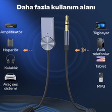 Kuulaa USB Bluetooth 5.0 3.5 Aux Receiver Aux Wireless Araç Kiti- Siyah