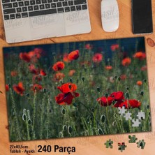 Asilmeydan Asil Hobi Kırmızı Gelincik - Çiçek - Kır - Peyzaj Yapboz -Ayak Destekli Çerçeveli 240 Parça Puzzle