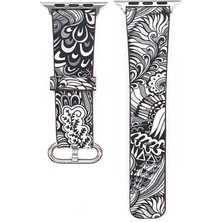 Schulzz Çiçek Desenli Apple Watch Uyumlu 7 6 5 4 3 42-44 mm Kordon Kayış SK06