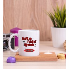 Hediye Dükkanı Kişiye Özel  Grafik ve Fotoğraf Öğretmeni Ahşap Altlıklı Mumlu Beyaz Kupa Bardak