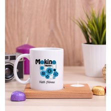 Hediye Dükkanı Kişiye Özel  Makine Teknikeri Ahşap Altlıklı Mumlu Beyaz Kupa Bardak