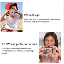 AteşTech Çocuk Fotoğraf Makinesi 3.5 Inç 80W Hd Çift Lens Selfie Kamera X600 + 8gb Hafıza Kartı