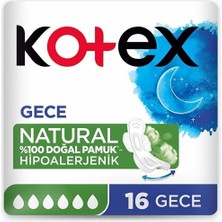 Kotex Natural Gece Ped 16'lı 4 Adet