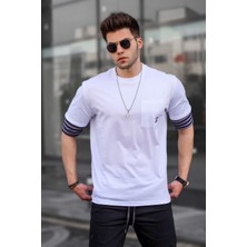 Madmext Erkek Beyaz Tişört 5806