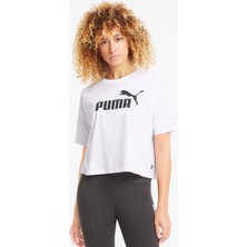 Puma Kadın Tişört 586866 02 Beyaz Cropped Logo Tasarım ile Spor ve Günlük Kombin İçin İdeal