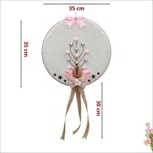 Süsle Bebek ve Parti Fil Temalı Ahşap Pano 35cm Kapı Süsü - Pembe