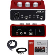 Midex Umx-22 Usb 2x2 Stüdyo Kayıt İçin Ses Kartı (XLR Kablo Hediye)