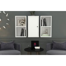 Nettrends Kitaplikli Dolapli Duvar Rafi Beyaz 100 cm DVR-1062-Ç