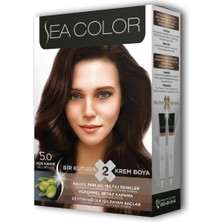 Sea Color 2x2 Tüp Krem Saç Boyası Seti Açık Kahve No:5.0