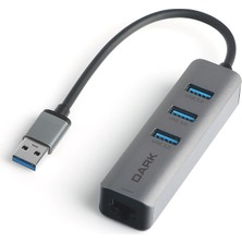 Dark USB Type-A To RJ45 Gigabit Ethernet ve 3xusb 3.0 Hub Çoklayıcı Adaptör (DK-AC-USB332GL)