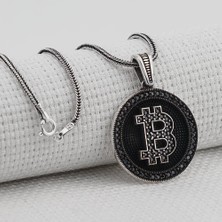 Takıhan Bitcoin 925 Ayar Gümüş Kolye