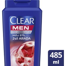 Clear Men Kepeğe Karşı Etkili Şampuan Hızlı Stil 2si1 Arada 485 ml - 3'lü Avantaj Paketi