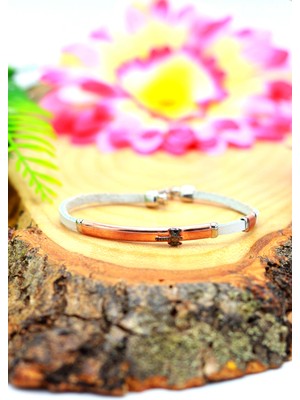 Midyat Nurtaş Gümüş Balta Model Beyaz Deri Kordonlu Unisex Gümüş Bileklik 201020438