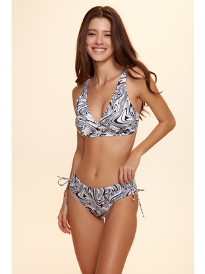 No Gossip Vogue Sürgülü Bikini Tek Alt Ebruli Desenli 229207