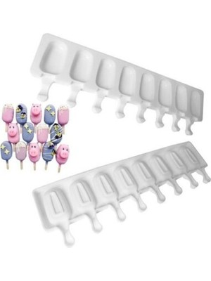 Siliko World Magnum 8'li Silikon Dondurma Kalıbı Mini Boy ve 50 Adet Dondurma Çubuğu