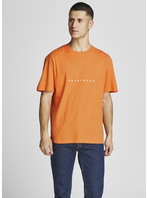 Jack & Jones 12176780_Jorcopenhagen TeeBisiklet Yaka Relaxed Baskılı Açık Sarı Erkek T-Shirt