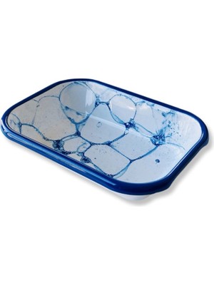 Bidoluraf Baloncuk Desenli Emaye Meze / Salata Tabağı Kobalt Kordonlu