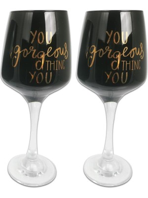 Çanak sepeti 2'li cam su şarap kadehi siyah