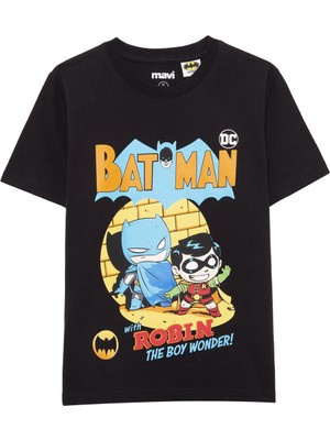 Mavi Erkek Çocuk Batman Baskılı Siyah Sweatshirt 6610017-900