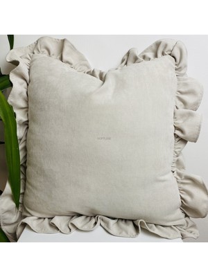 Softline Turuncu Fırfır Detaylı Kırlent Kılıfı