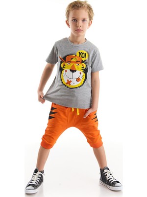 Denokids Yo Kaplan Erkek Çocuk T-shirt Kapri Şort Takım