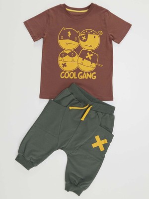 Denokids Cool Gang Erkek Çocuk T-shirt Kapri Şort Takım