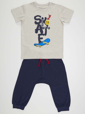 Mushi Mavi Kaykay Erkek Çocuk T-Shirt Kapri Takım