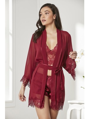 Pierre Cardin 7005 4 Parça Saten Çeyiz Seti Siyah Bordo