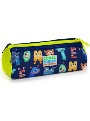 Coral High Kids Fosforlu Sarı Üç Bölmeli Kalem Çantası 22026