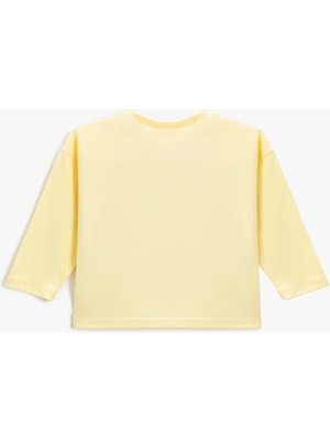 Koton 2Smg10046Ak Bisiklet Yaka NormalKalıp Baskılı Sarı Kız Çocuk T-Shirt