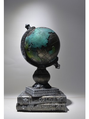 Ekinoks Art Dekoratif Gri/antrasit Dünya Kitaplı Polyester Obje