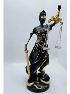 Myk Adaletin Simgesi Adalet Kadın Terazisi Themis Adalet Heykeli Siyah Eskitme Lüx