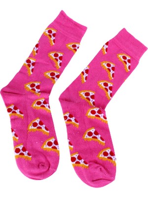 Afillix Concept Pembe Pizza Dilimleri Tasarım Unisex Soket Çorap 36-42