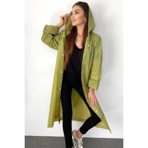 Kadın Erkek Yağmurluk Kapüşonlu Çıtçıtlı Eva Haki Yağmurluk M21MRC881R06