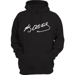 Atatürk Imza Baskılı 3 Ipl. Şardonlu %100 Pamuk, Içi Polar, Çok Kalın Sweatshirt