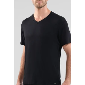 Silver V Yaka Kısa Kol Siyah T-Shirt 9308