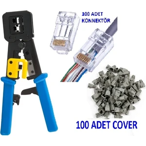 SpeedUF Yeni Nesil RJ45 Ağ Pensesi + 100 Adet Jack + 100 Adet Kılıf