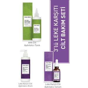 3'lü Cilt Bakım Seti - Aha Tonik,  Leke Kremi, Leke Karşıtı Serum (250 Ml, 200 Ml, 30 Ml)
