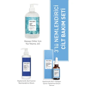 3'lü Cilt Bakım Seti - Hyalüronk Asit ve  Jel, Krem, Serum (400 Ml, 200 Ml, 30 Ml)