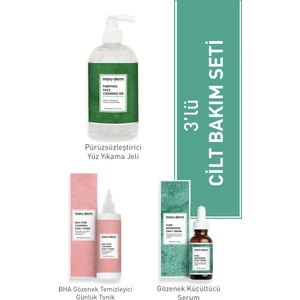 3'lü Cilt Bakım Seti - Jel Bha Tonik Serum (400 Ml 250 Ml 30 Ml)