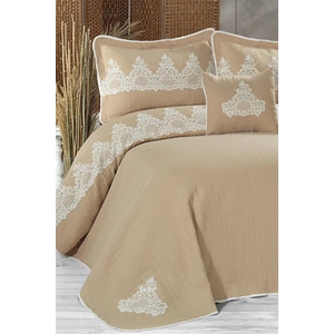 Evlen Home Collection Romans Yatak Örtüsü Seti Çift Kişilik (4 Parça) Cappuccino