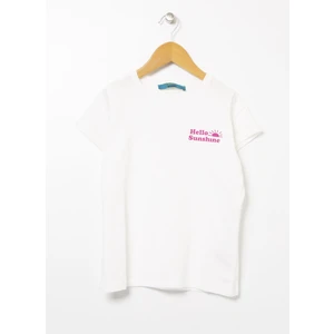 Funky Rocks Ekru Bisiklet Yaka StandartFit Kız Çocuk Baskılı T-Shirt