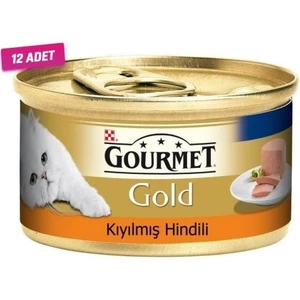 Gourmet Gold 12 Adet - Gourmet Gold Kıyılmış Hindili Yetişkin Kedi Konservesi 85 gr