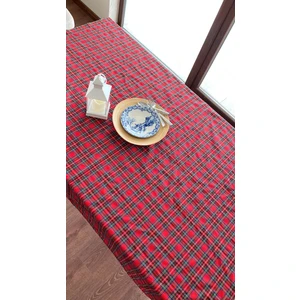 White Alamode Ekose&iskoç Desenli Büyük Masa-Sofra Örtüsü
