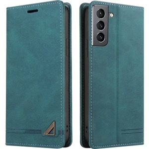 Samsung Galaxy S21 Fe 5g Için Premium Vintage Pu Deri Kılıf Mat Cüzdan Çevirme Standı Kapağı Mavi (Yurt Dışından)