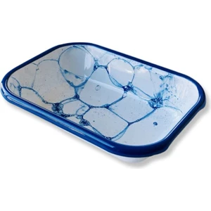 Baloncuk Desenli Emaye Meze / Salata Tabağı Kobalt Kordonlu