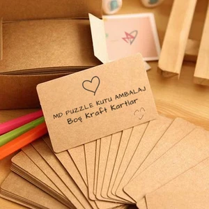 Boş Kraft Kelime Kartları Etiket - 5.5x8.5cm 100 Adet Oval Kesimli Boş Kartlar